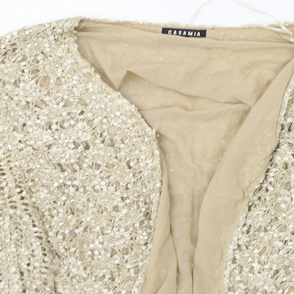 CASAMIA Womens Beige Houndstooth  Cardigan Jumper Size S