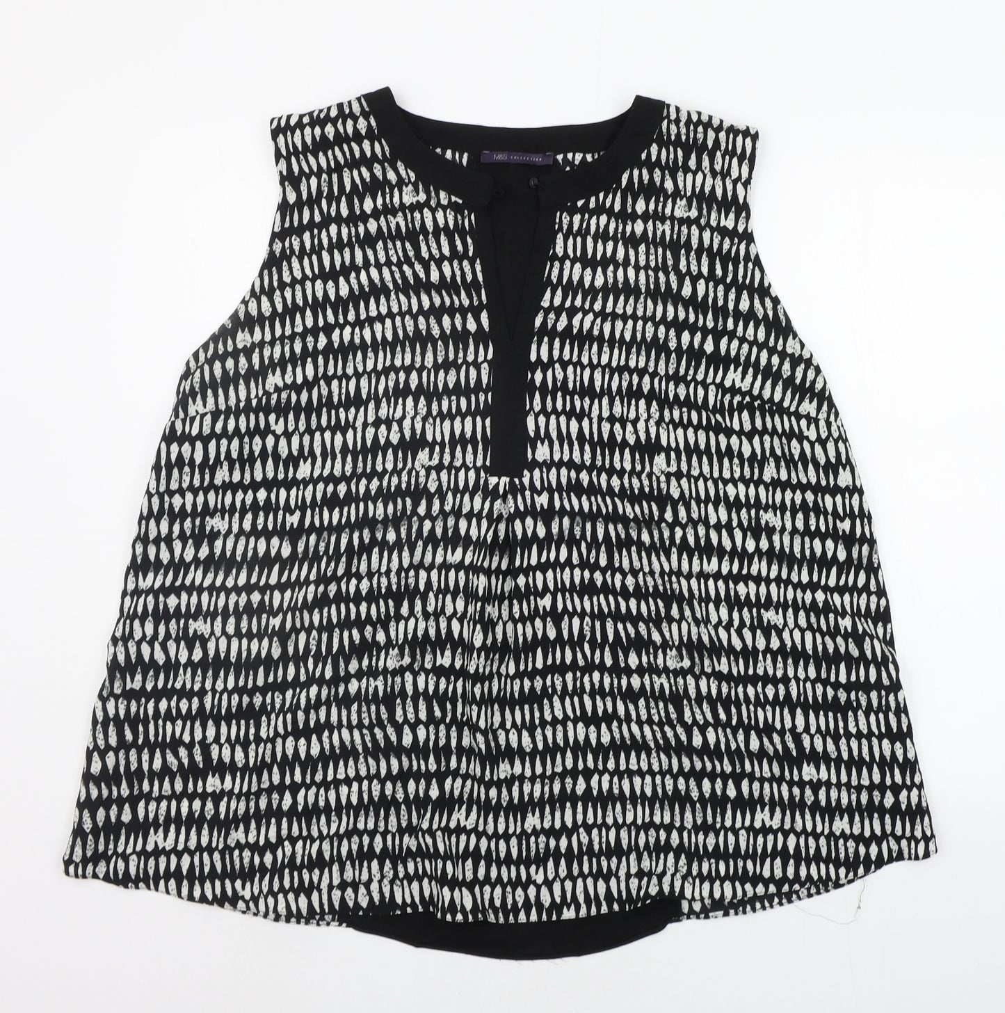 Marks and Spencer Womens Black Geometric  Basic Button-Up Size 20