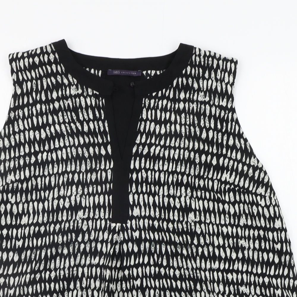 Marks and Spencer Womens Black Geometric  Basic Button-Up Size 20
