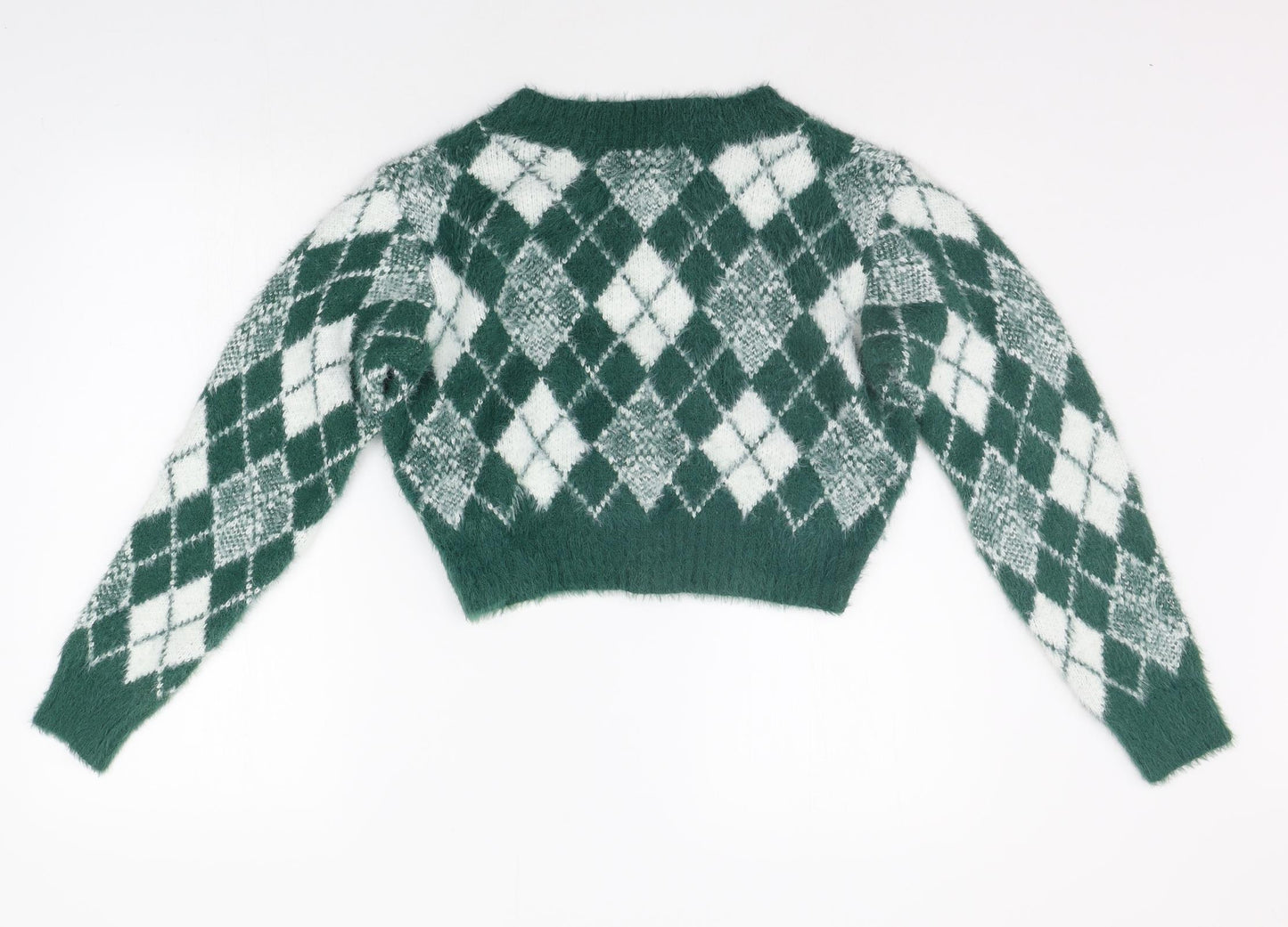SheIn Womens Green Geometric  Pullover Jumper Size M