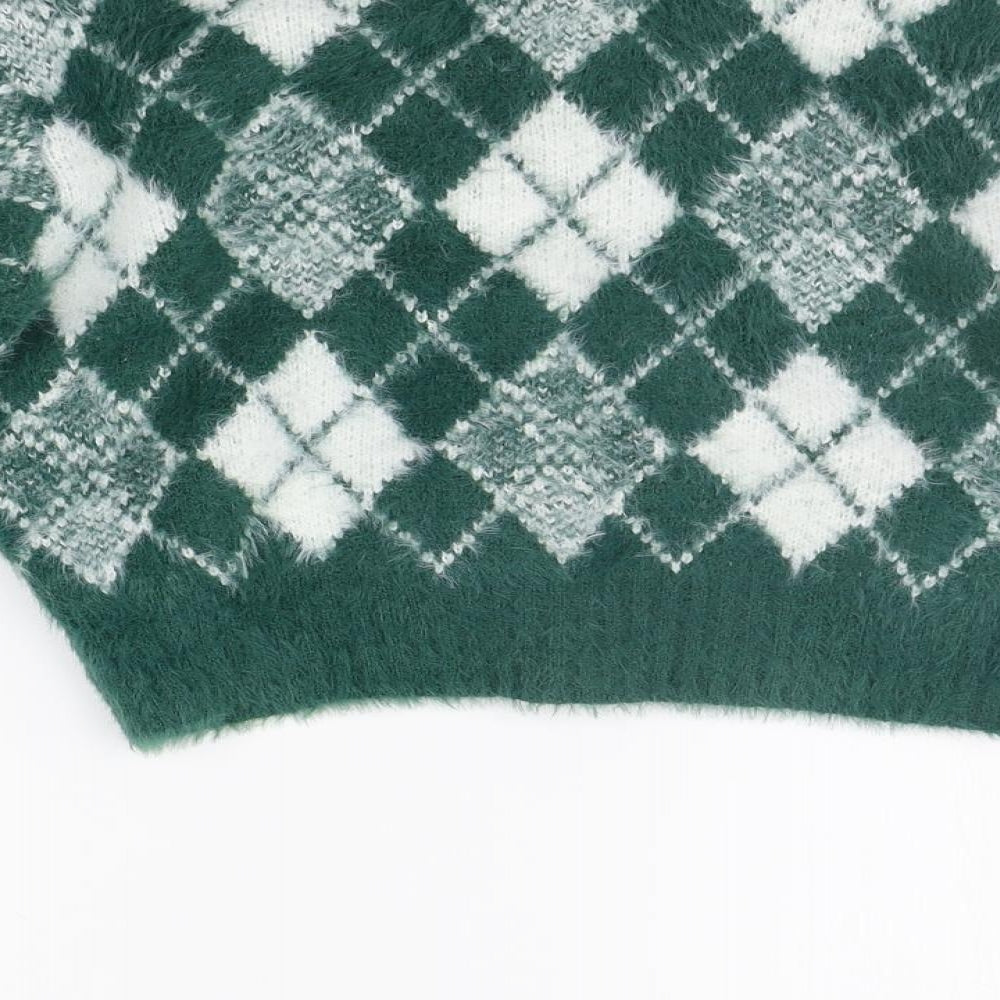 SheIn Womens Green Geometric  Pullover Jumper Size M