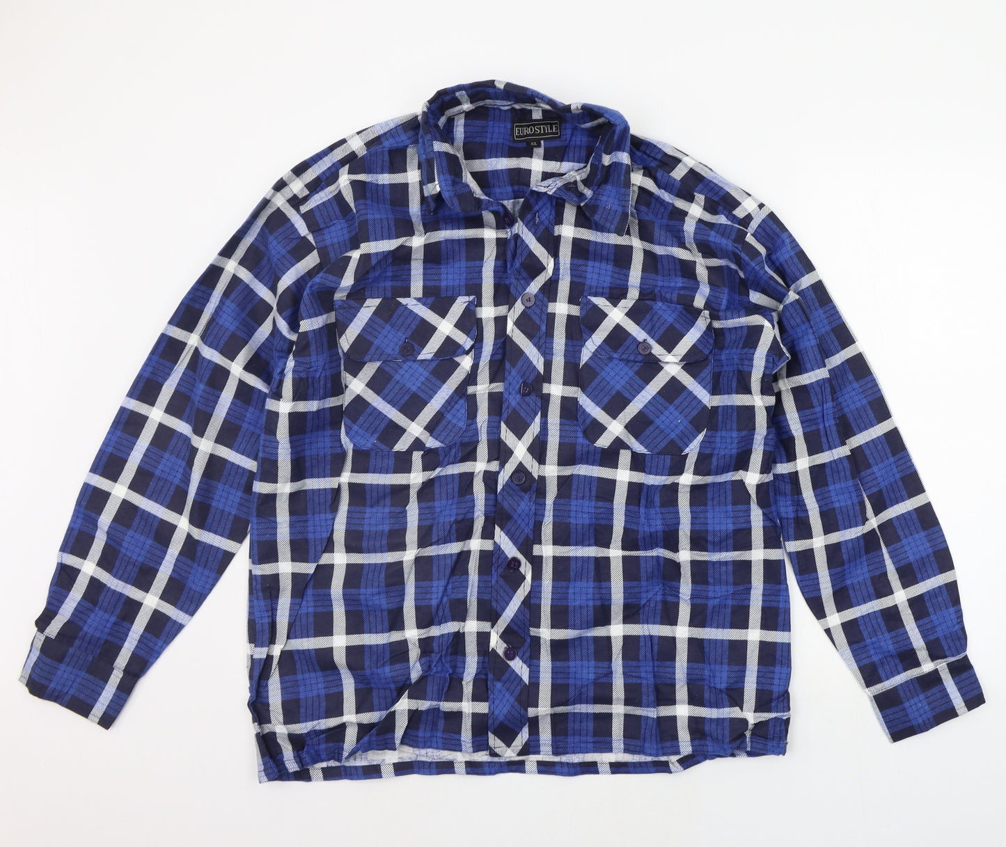 Eurostar Mens Blue Check   Button-Up Size XL