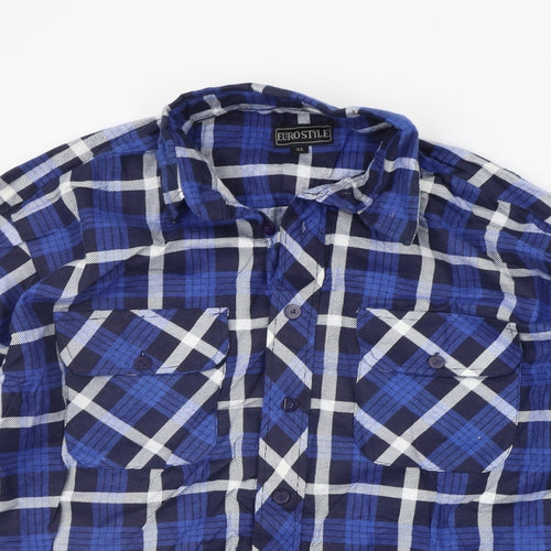 Eurostar Mens Blue Check   Button-Up Size XL
