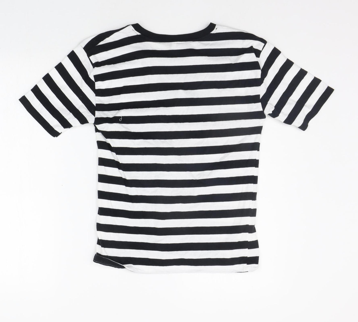 Preworn Womens Black Striped  Basic T-Shirt Size S