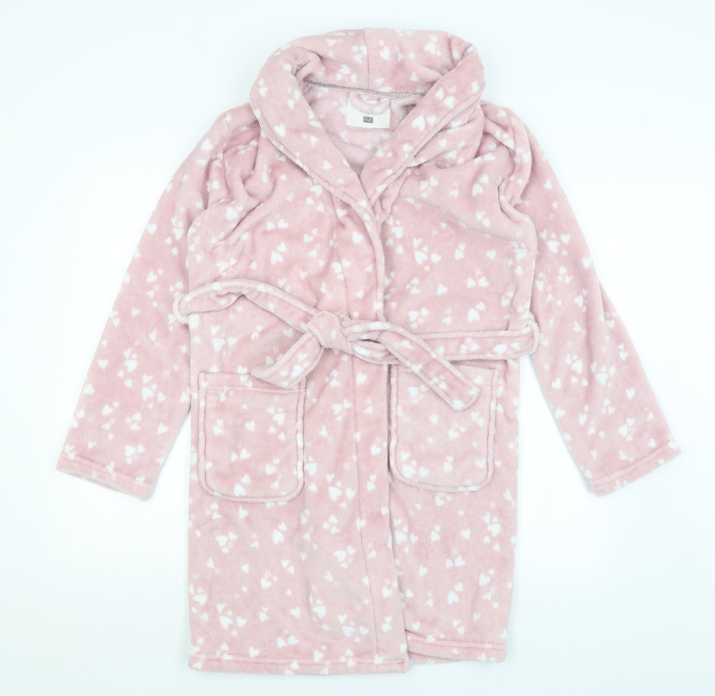 F7F Womens Pink Solid  Kimono Gown Size S  - Hearts