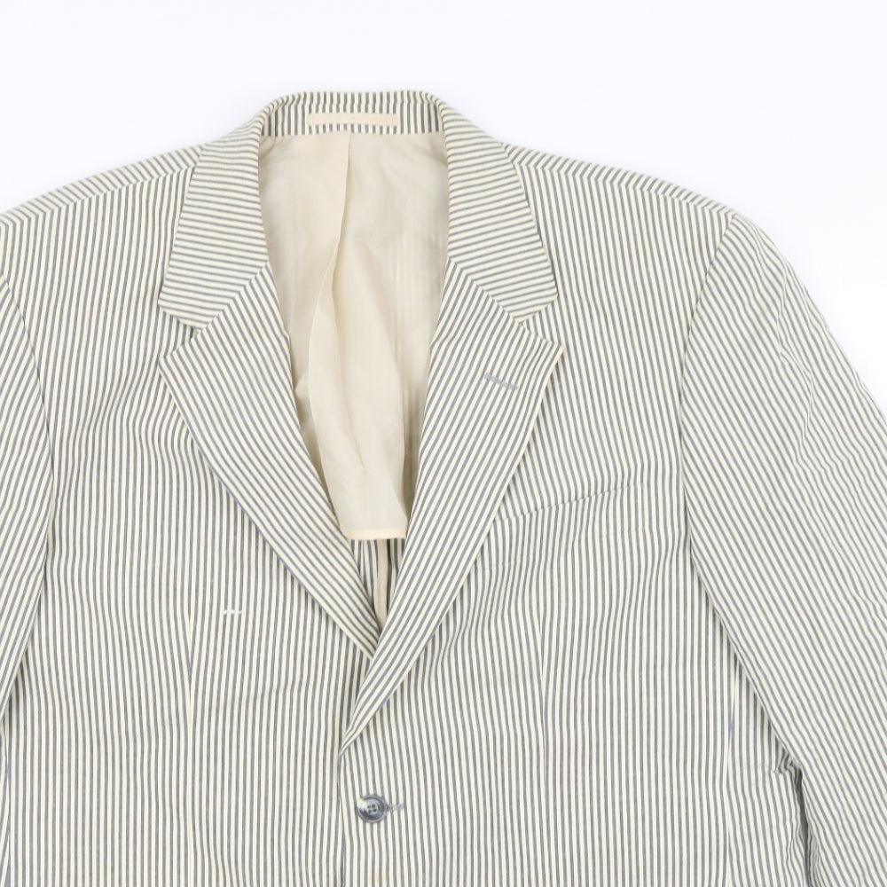 Cruise Mens Ivory Striped  Jacket Blazer Size XL