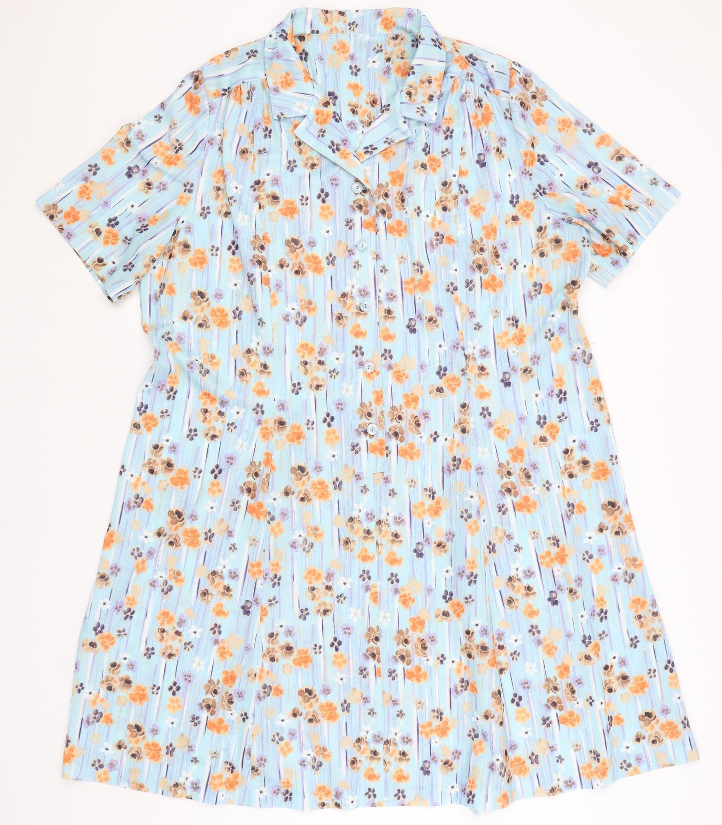 Preworn Womens Blue Floral  A-Line  Size XL