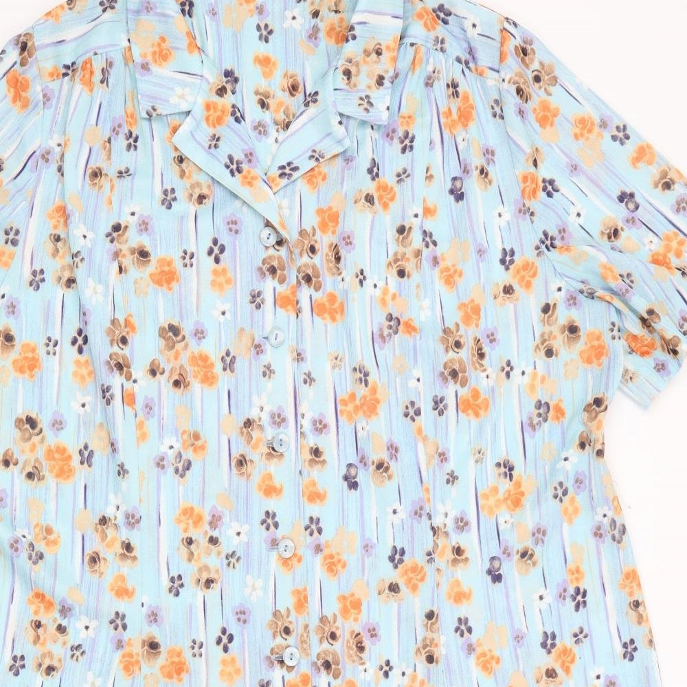 Preworn Womens Blue Floral  A-Line  Size XL