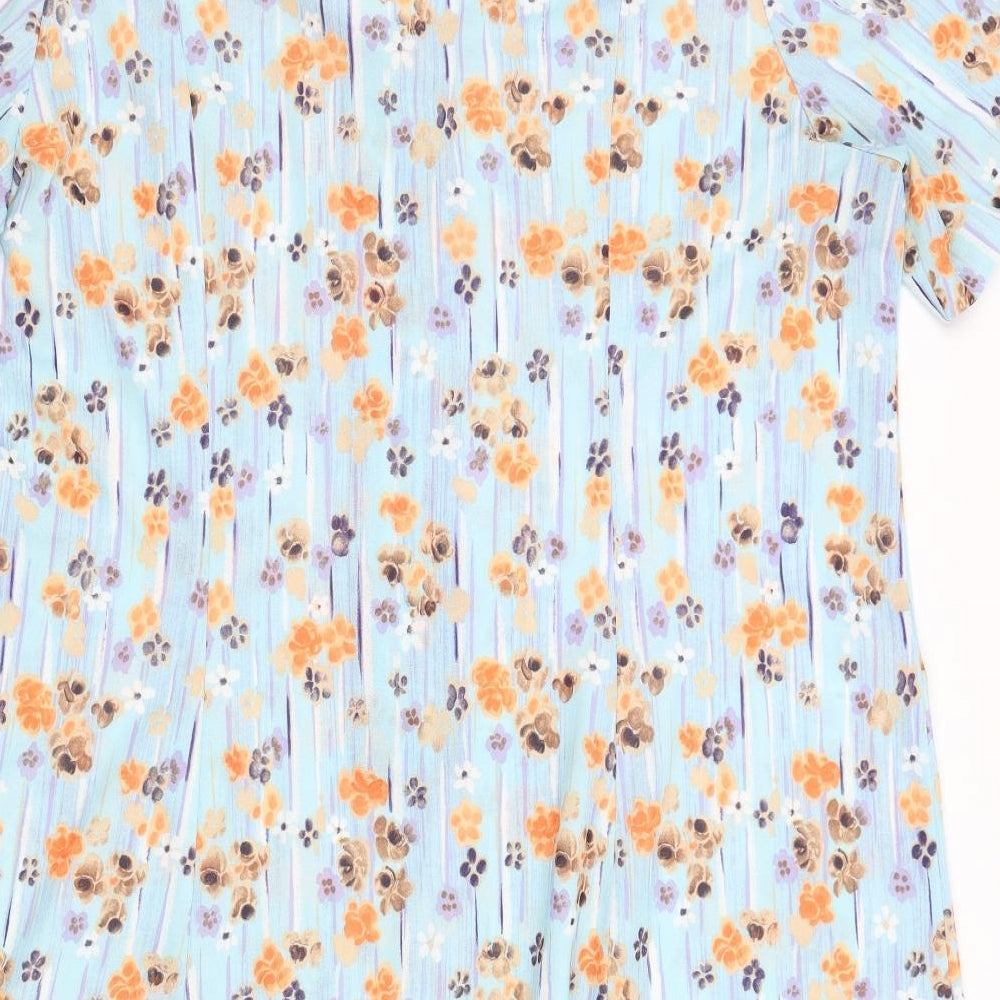 Preworn Womens Blue Floral  A-Line  Size XL