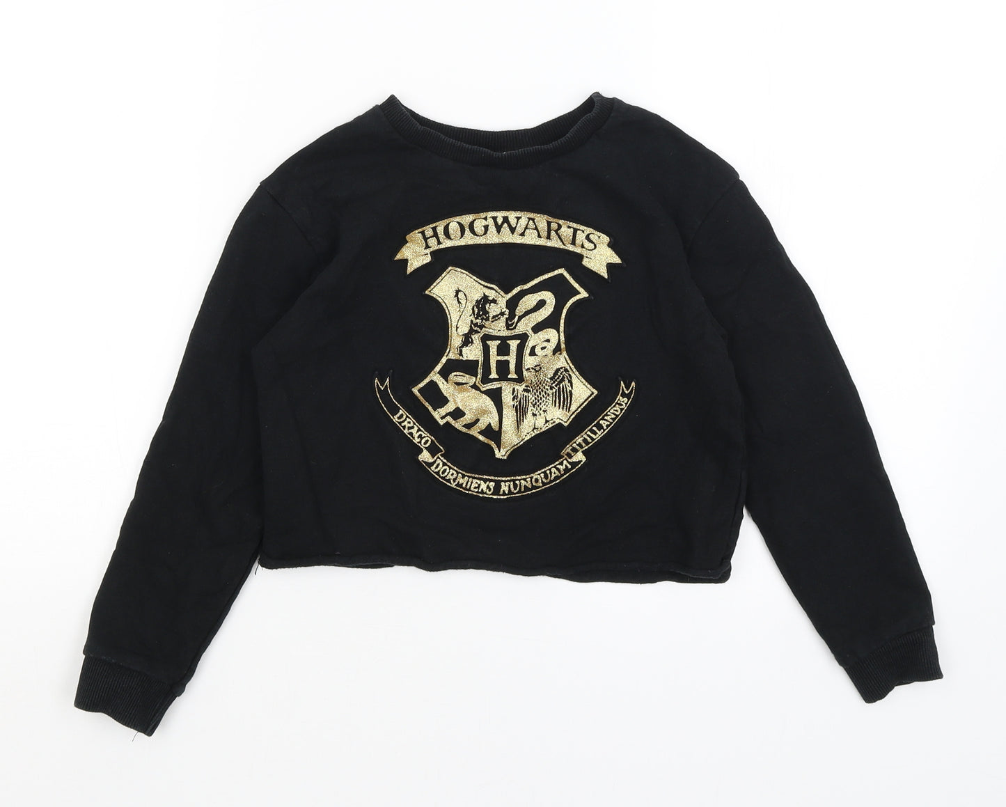 Harry Potter Girls Black   Pullover Jumper Size 8-9 Years  - Hogwarts