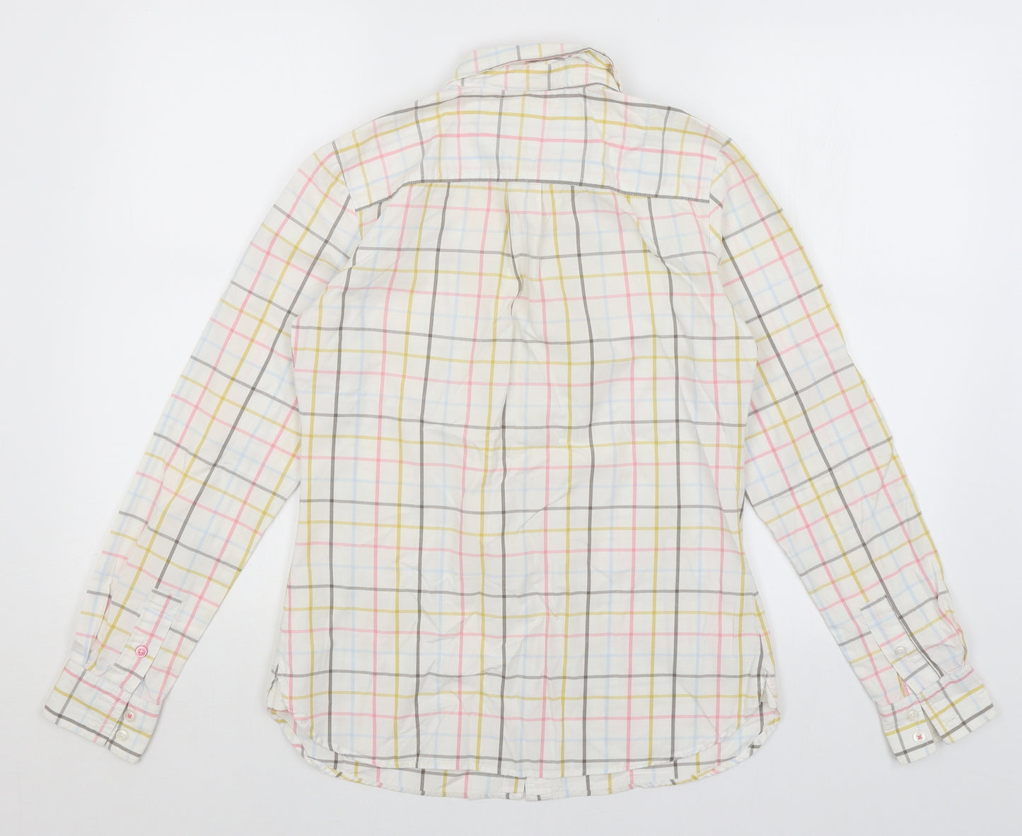 Joules Womens White Check  Basic Button-Up Size 10