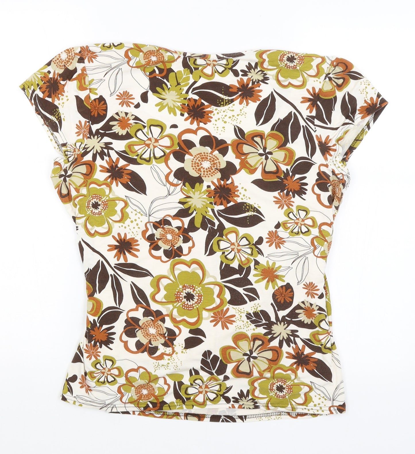 CMD Womens White Floral  Basic T-Shirt Size XL