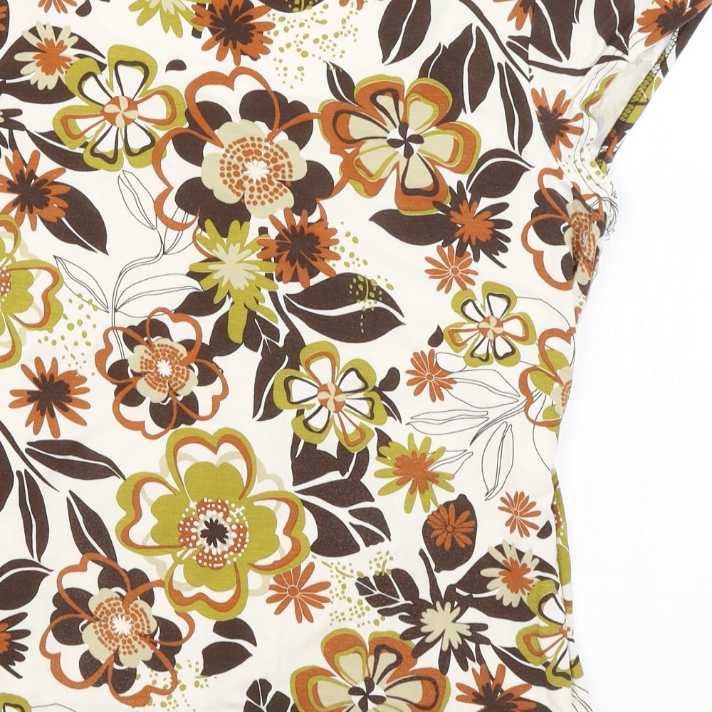 CMD Womens White Floral  Basic T-Shirt Size XL