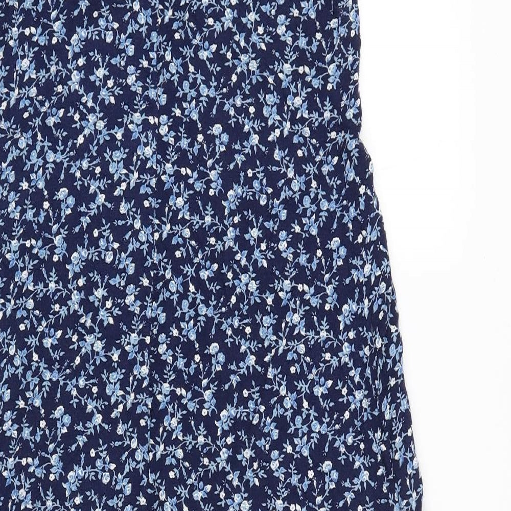Anna Morelle Womens Blue Floral  A-Line  Size 14