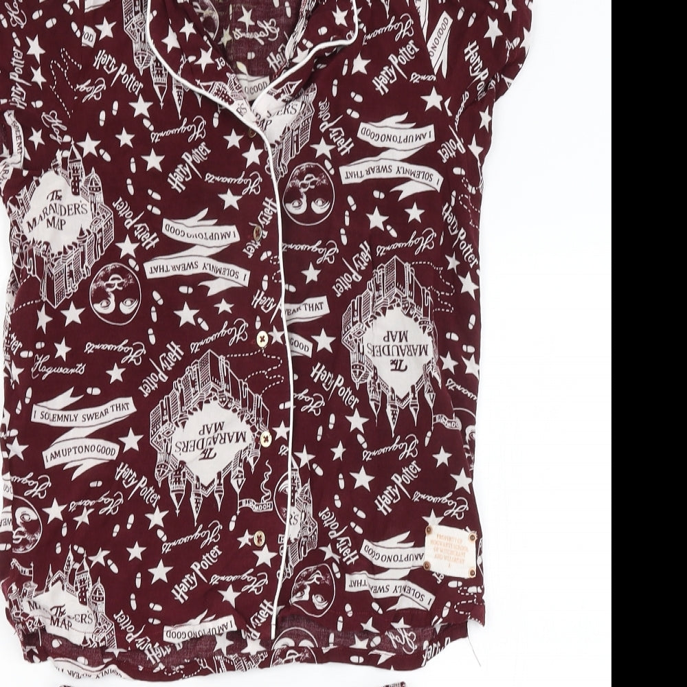 Harry Potter Womens Red Solid  Top Pyjama Set Size XS  - Marauders Map