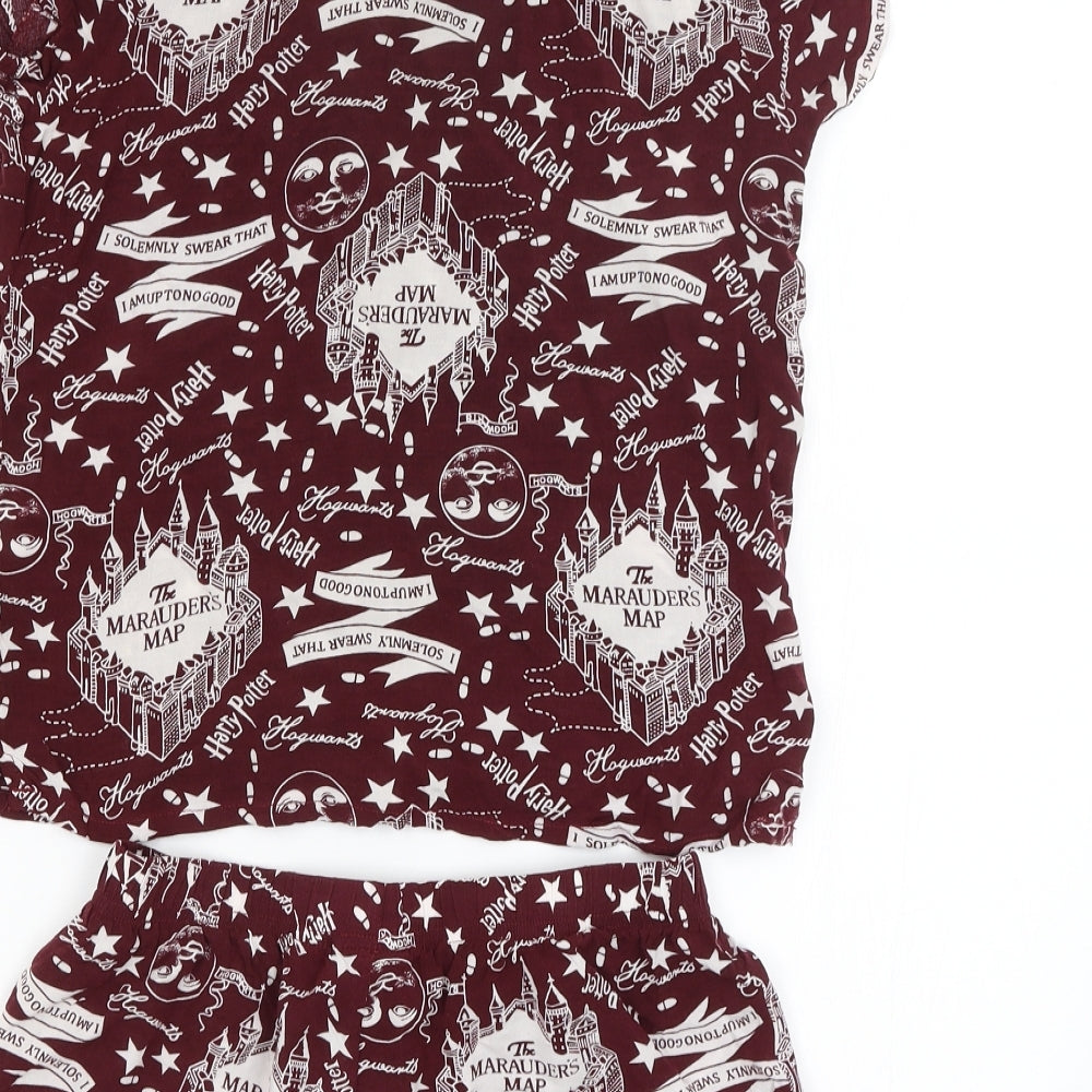 Harry Potter Womens Red Solid  Top Pyjama Set Size XS  - Marauders Map