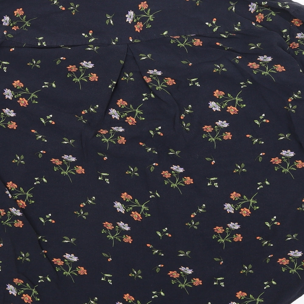 H&M Womens Blue Floral  Basic Blouse Size S