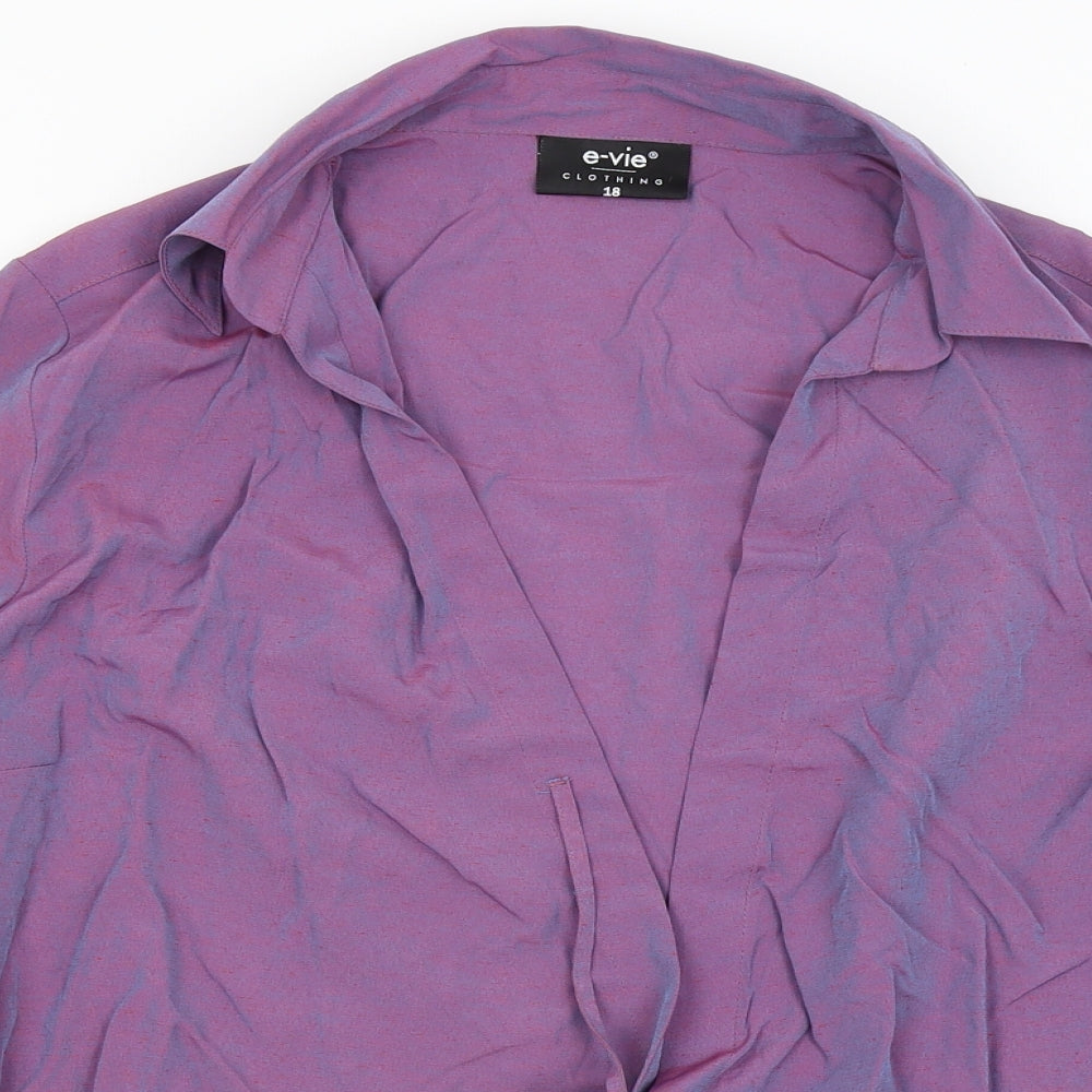 E-vie Womens Purple   Wrap Blouse Size 18