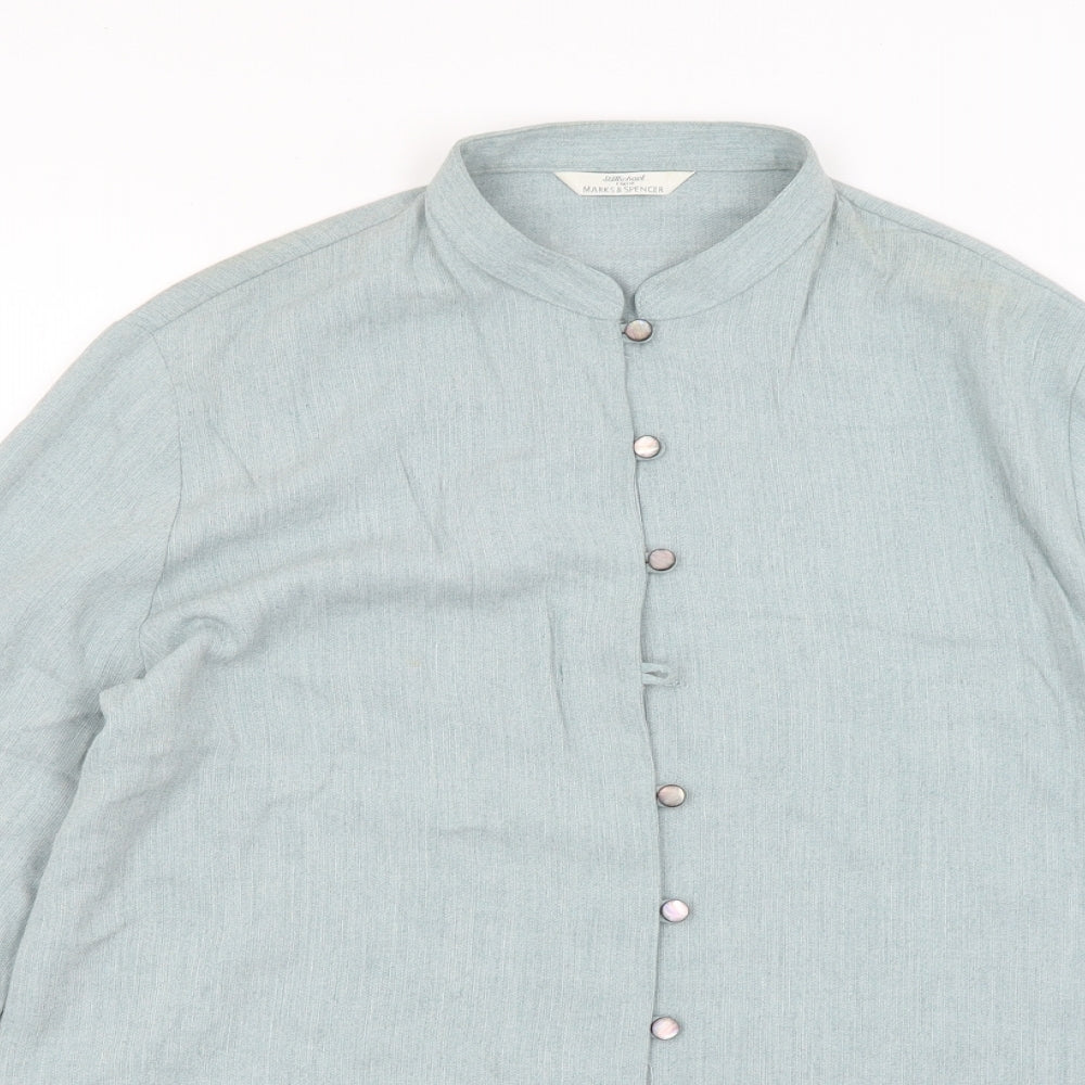 M&S Womens Blue   Basic Button-Up Size 14