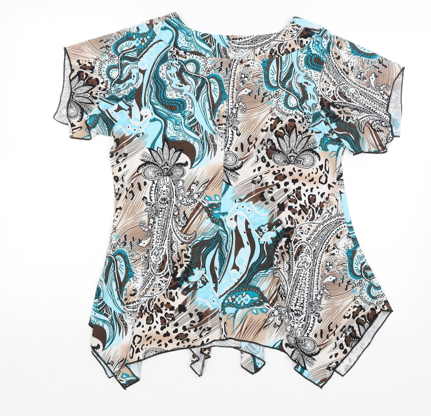 Kate Lilly Womens Brown Animal Print  Basic T-Shirt Size 14