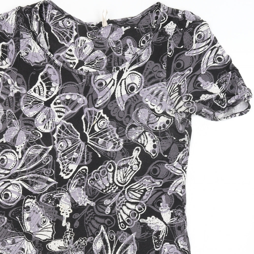 NEXT Womens Black   Basic T-Shirt Size 16  - Butterflies