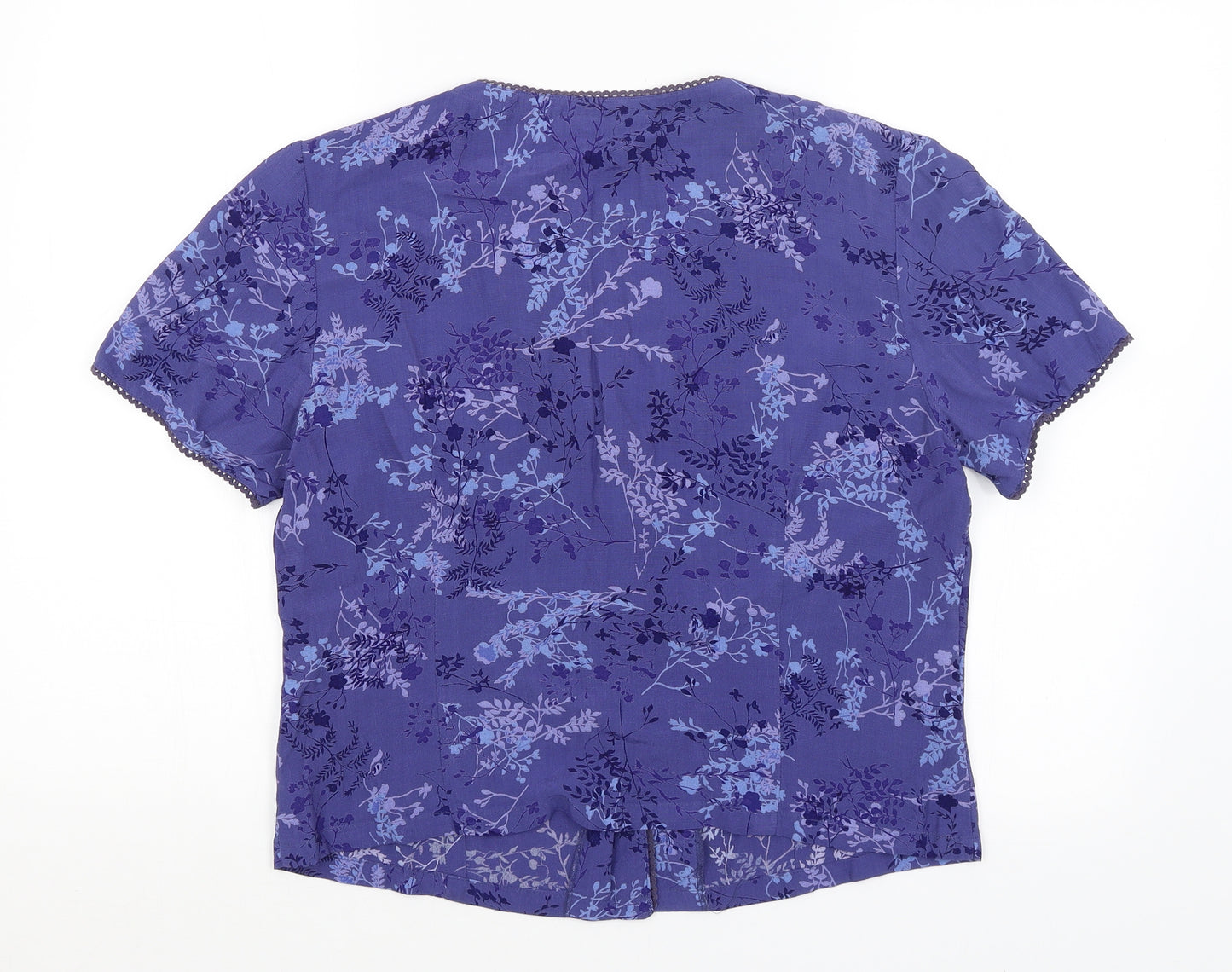 Monsoon Womens Purple Floral  Basic Button-Up Size 16