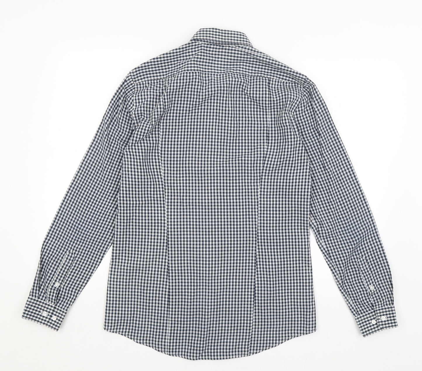 H&M Mens Blue Check   Dress Shirt Size S
