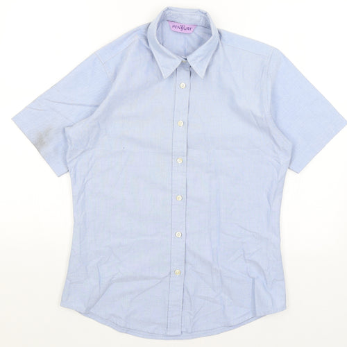 Henbury Mens Blue    Button-Up Size M