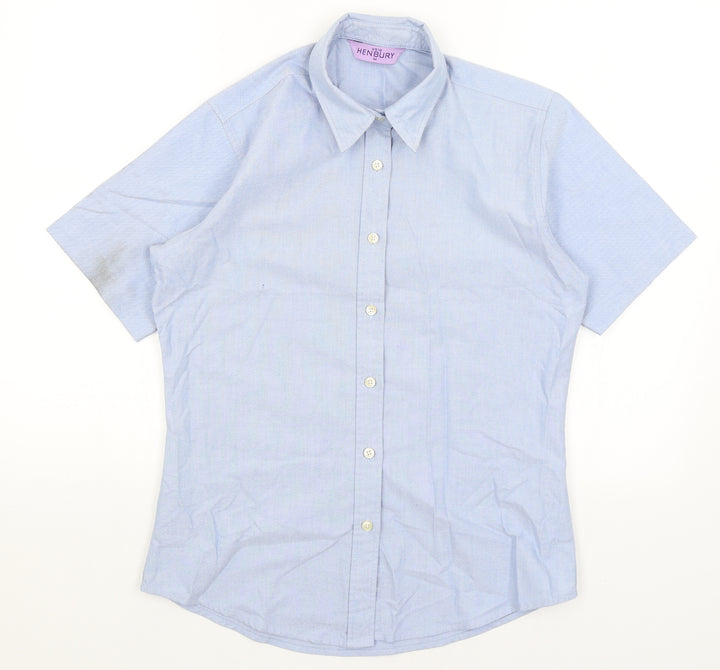 Henbury Mens Blue    Button-Up Size M
