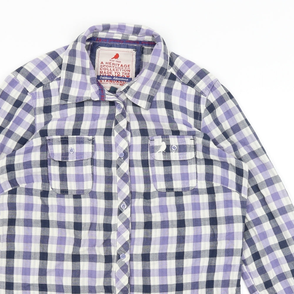 NEXT Womens Purple Check  Basic Button-Up Size 12