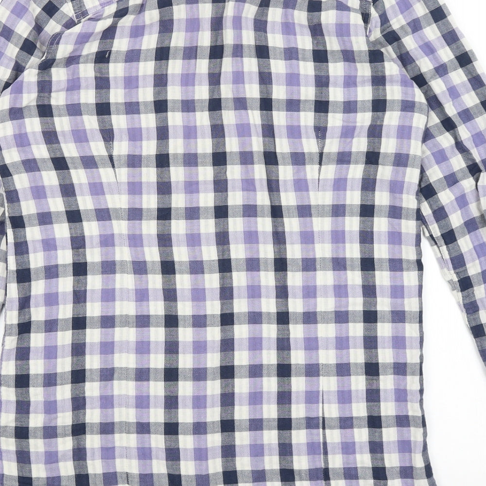 NEXT Womens Purple Check  Basic Button-Up Size 12
