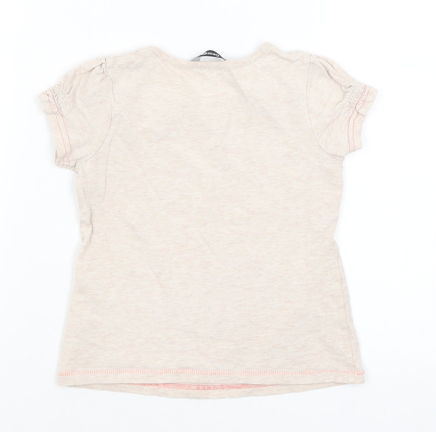 George Girls Beige   Basic T-Shirt Size 3-4 Years  - Elephant & Giraffe
