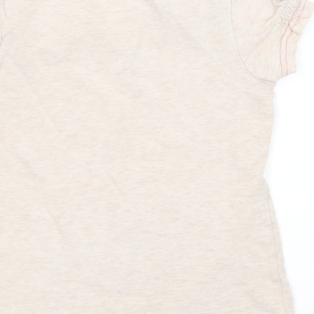 George Girls Beige   Basic T-Shirt Size 3-4 Years  - Elephant & Giraffe