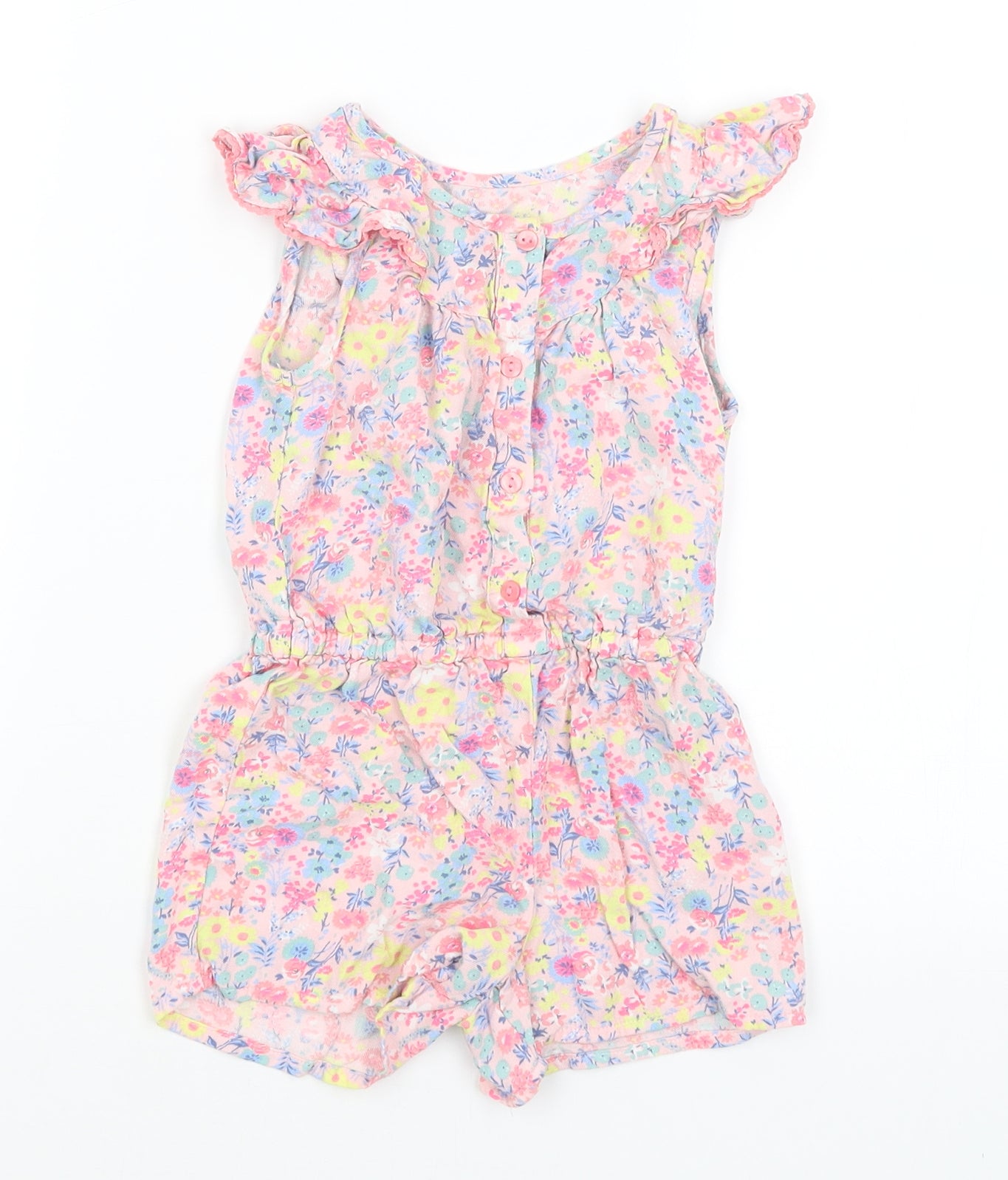 Matalan Girls Pink Floral  Romper One-Piece Size 3-4 Years