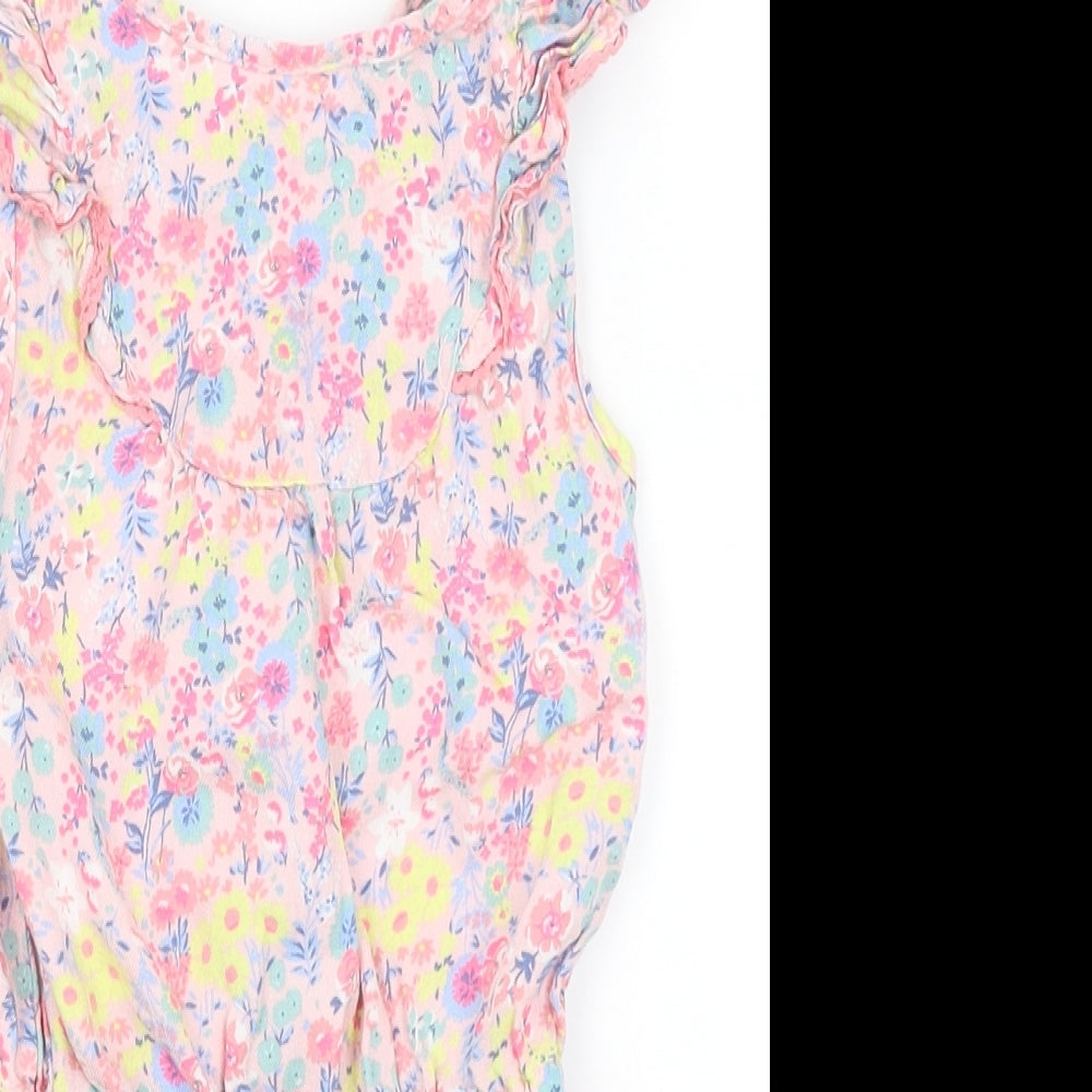 Matalan Girls Pink Floral  Romper One-Piece Size 3-4 Years