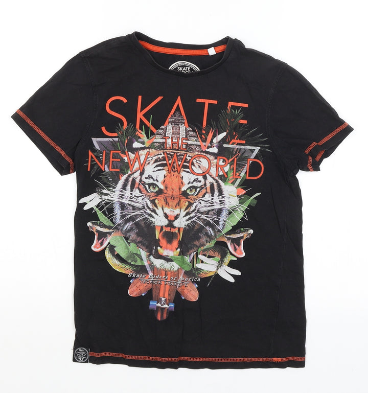 Here & There Boys Black Basic T-Shirt Size 11-12 Years - Skate The World