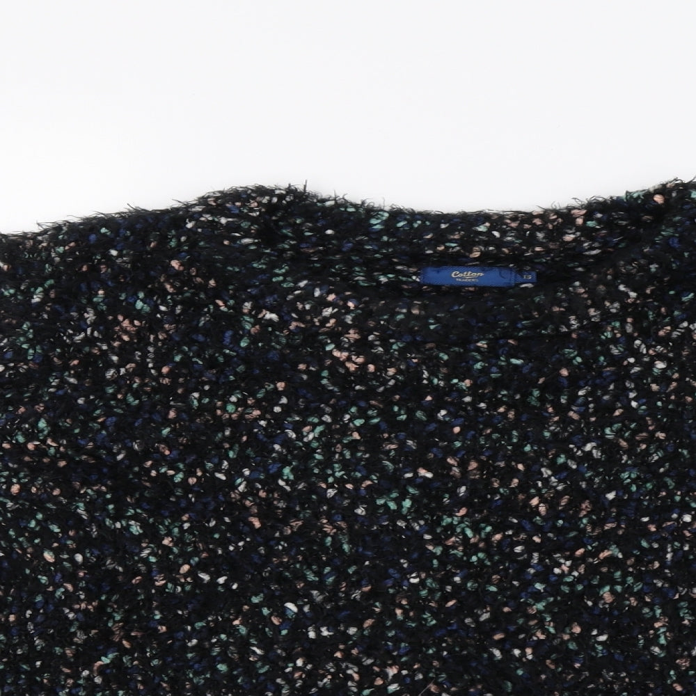 Cotton Traders Womens Black  Knit Pullover Sweatshirt Size 16