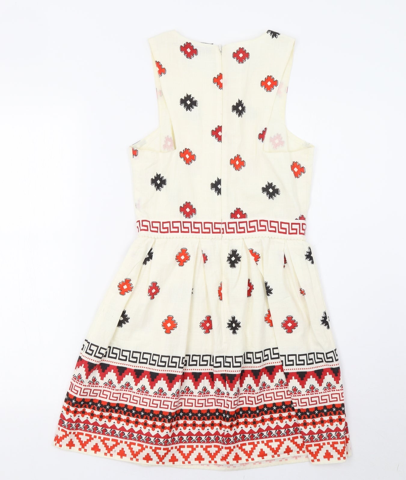 Topshop Womens White Geometric  A-Line  Size 8