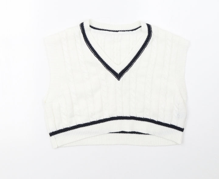 SheIn Womens White   Pullover Sweatshirt Size S  - cropped