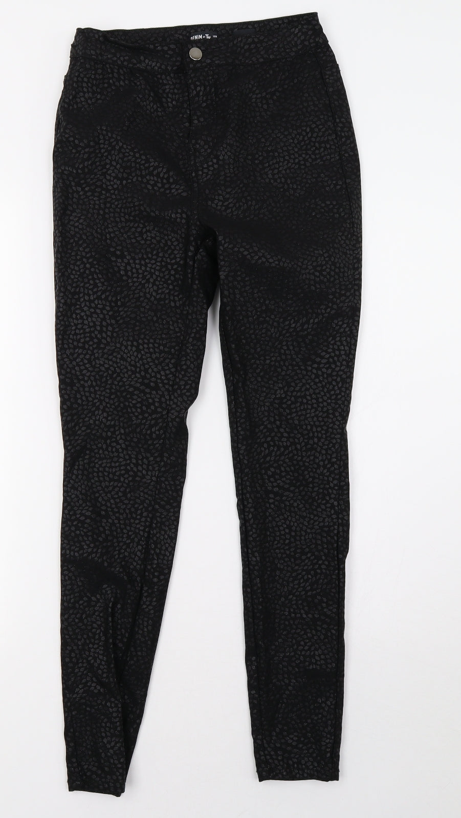 Sainsburys Womens Black Animal Print Denim Skinny Jeans Size 10 L30 in