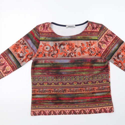 alexara Womens Orange Geometric  Pullover Sweatshirt Size L