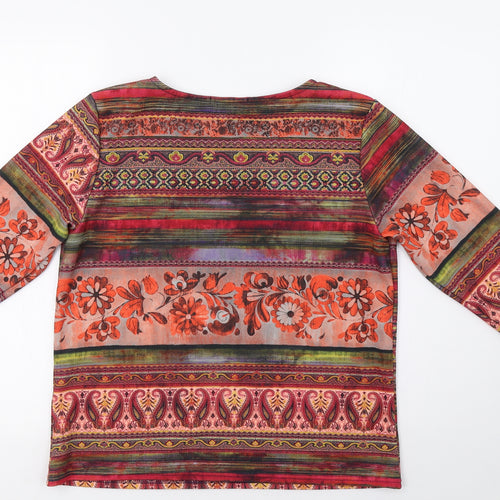 alexara Womens Orange Geometric  Pullover Sweatshirt Size L