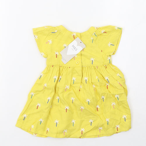 Marks and Spencer Girls Yellow Polka Dot  A-Line  Size 3-6 Months
