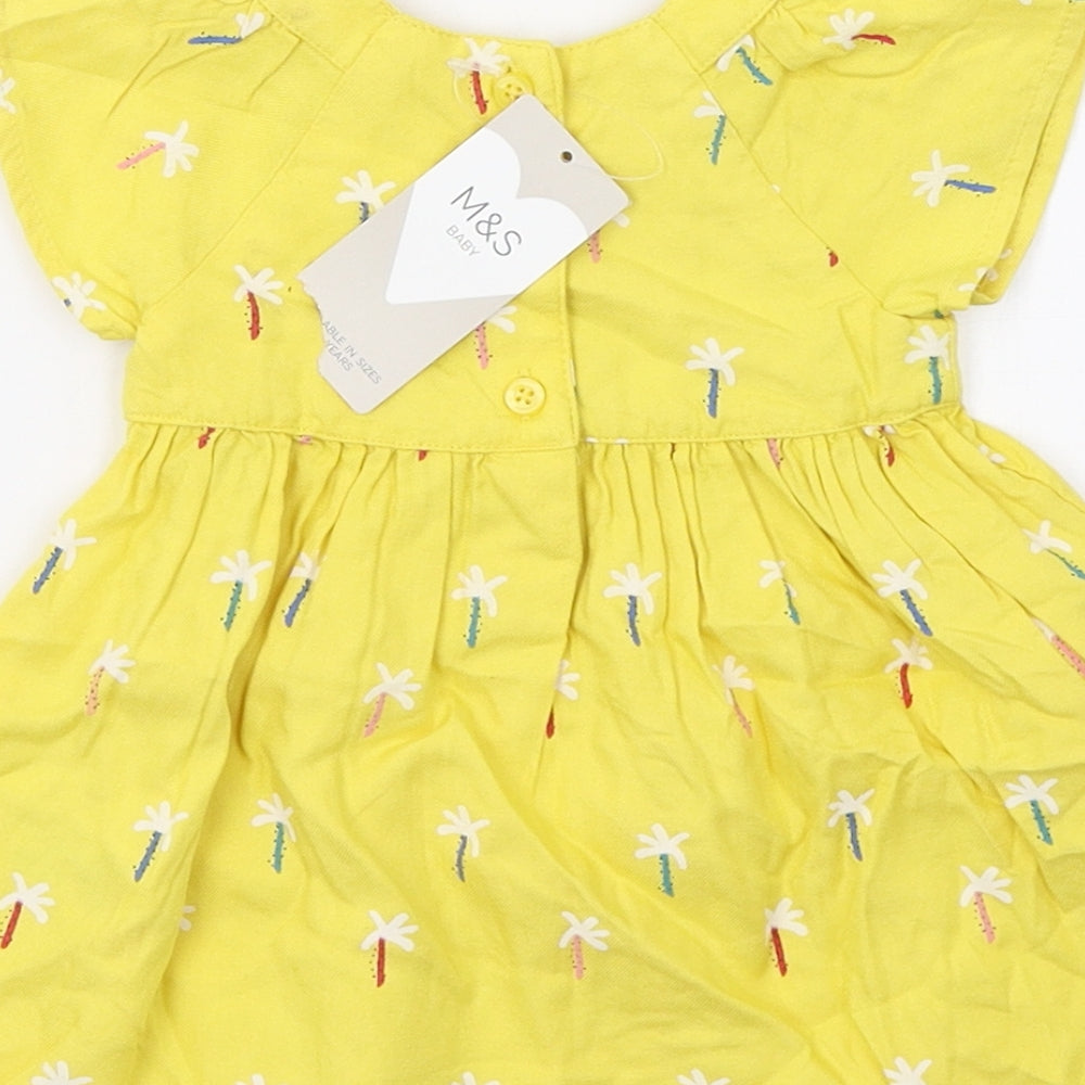Marks and Spencer Girls Yellow Polka Dot  A-Line  Size 3-6 Months