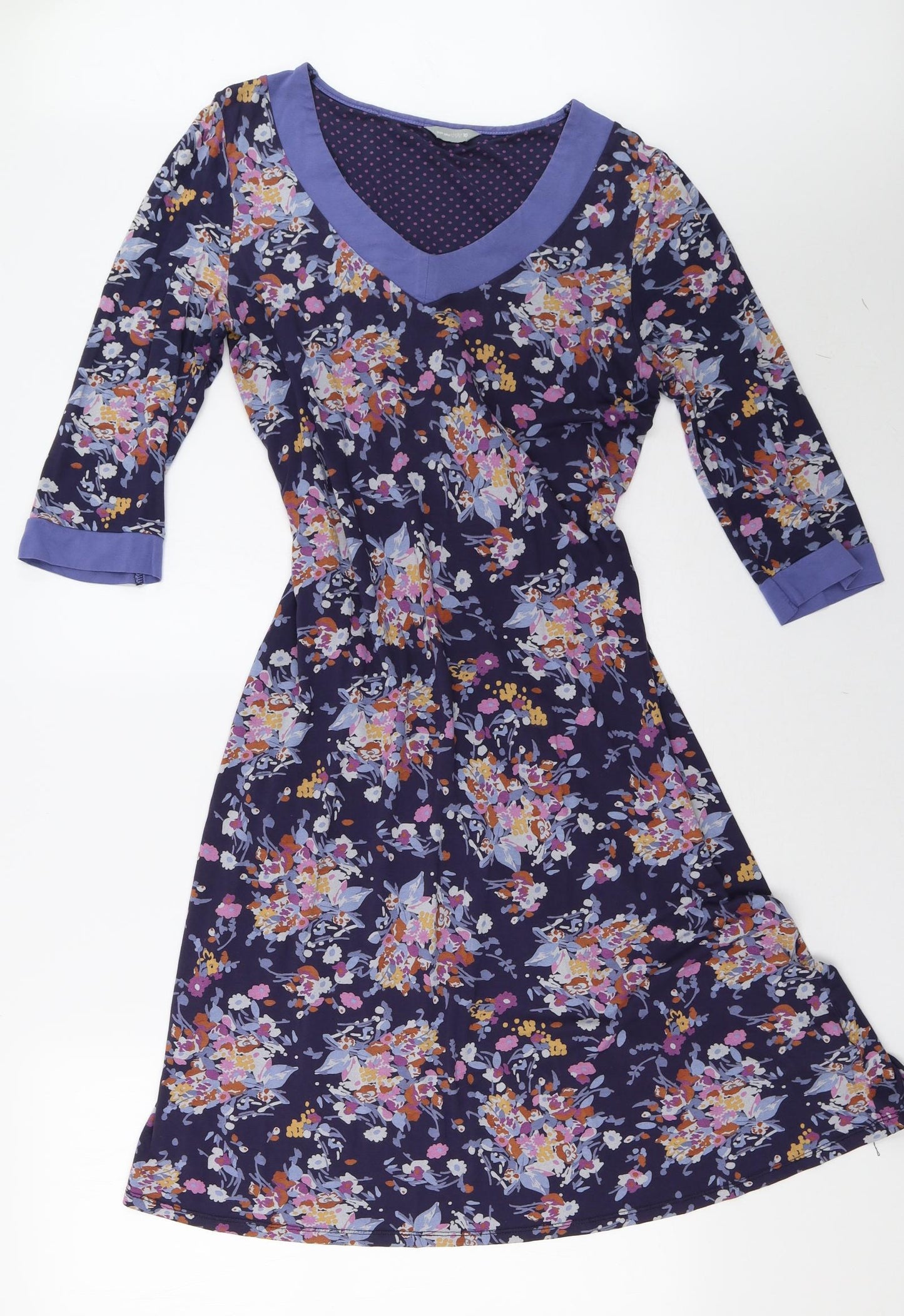 Marks and Spencer Womens Purple Floral  A-Line  Size 10
