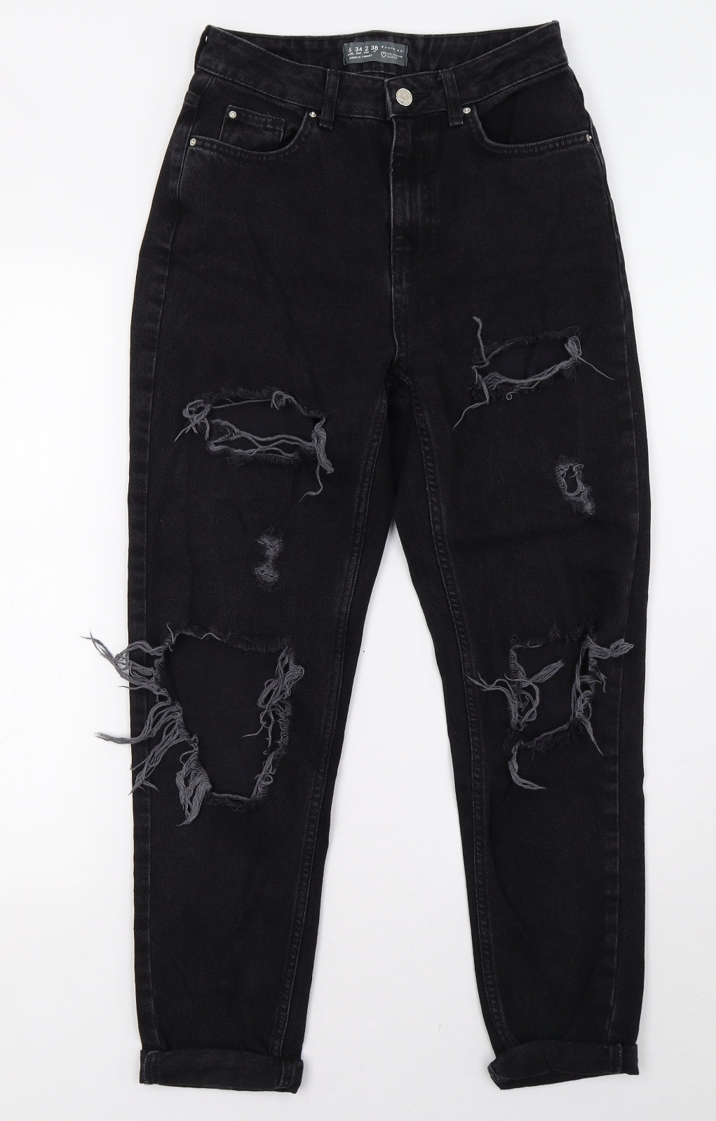 Primark Womens Black  Denim Mom Jeans Size 6 L28 in
