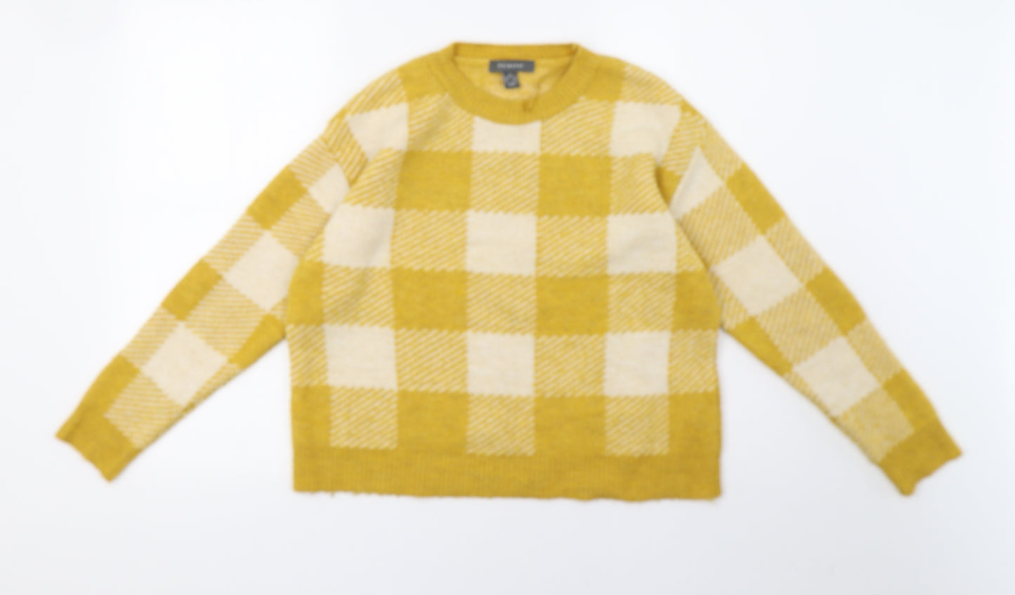Primark Womens Yellow Check  Pullover Sweatshirt Size 8