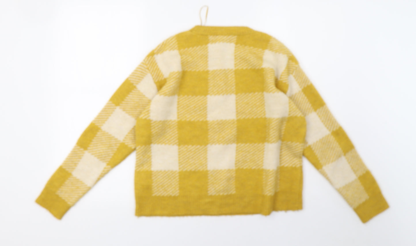 Primark Womens Yellow Check  Pullover Sweatshirt Size 8