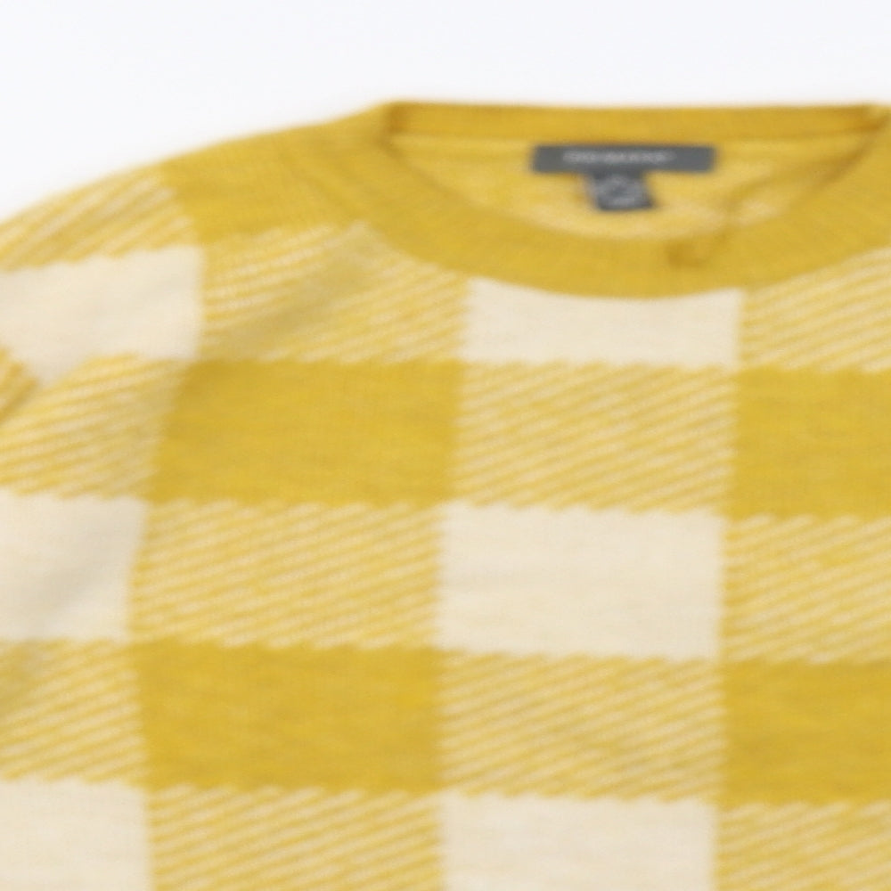 Primark Womens Yellow Check  Pullover Sweatshirt Size 8