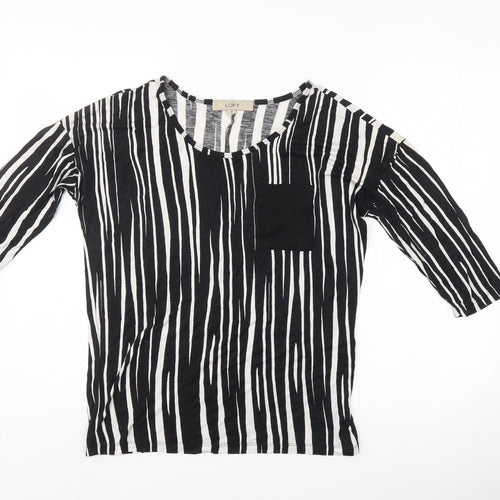 LOFT Womens Black Striped  Basic T-Shirt Size M